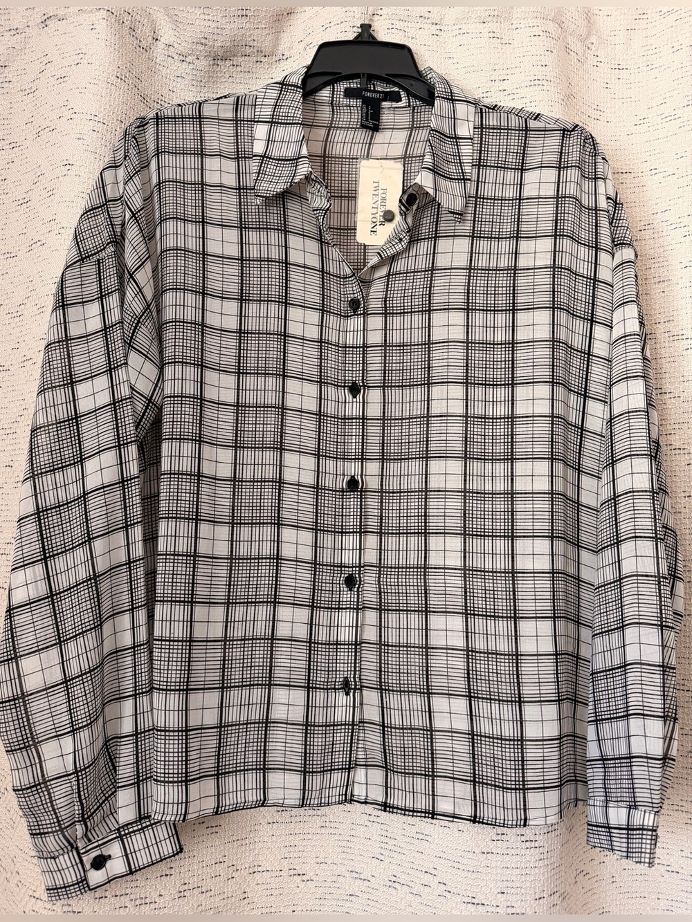 Forever 21 Black and White Plaid Button-Down Shirt